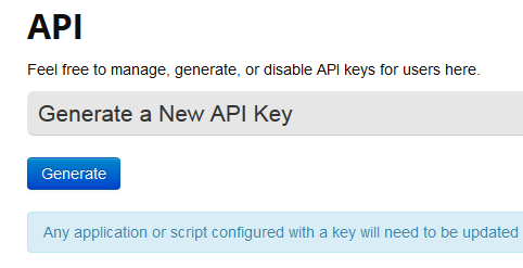 Generate API Keys Screenshot